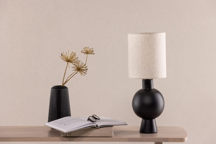 Mysterna – Lampe à poser – Beige, Noir – 21 x 55 x 21 cm