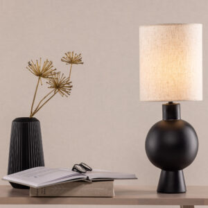 Mysterna – Lampe à poser – Beige, Noir – 21 x 55 x 21 cm