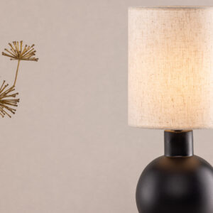Mysterna – Lampe à poser – Beige, Noir – 21 x 55 x 21 cm
