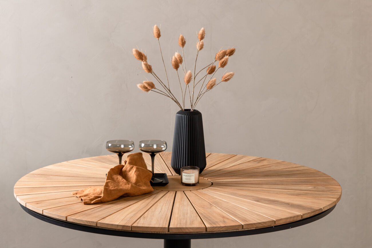 Croft – Table à manger ronde – Noir, Naturel – ⌀120 cm