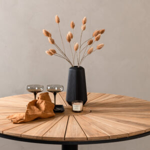 Croft – Table à manger ronde – Noir, Naturel – ⌀120 cm