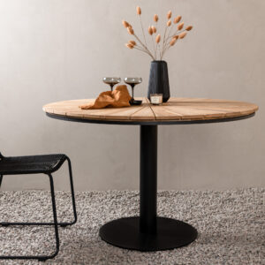 Croft – Table à manger ronde – Noir, Naturel – ⌀120 cm