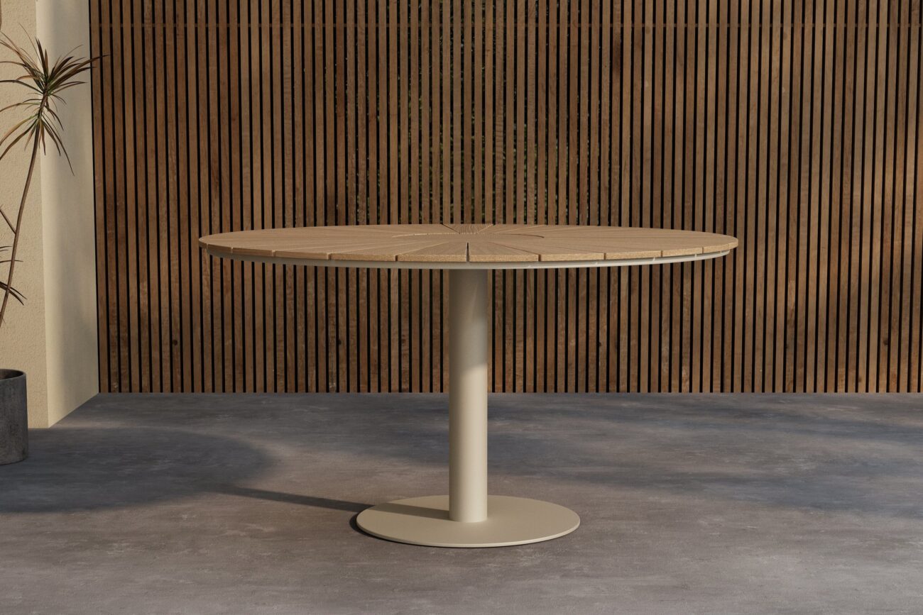 Croft – Table à manger ronde – Beige, Naturel – ø120 cm