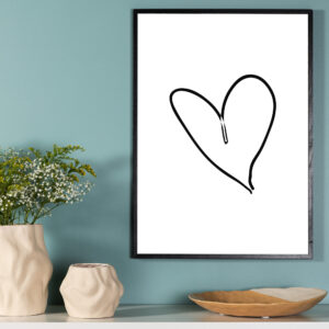 Heart – Décoration murale – Noir, Blanc – 30 x 21 cm
