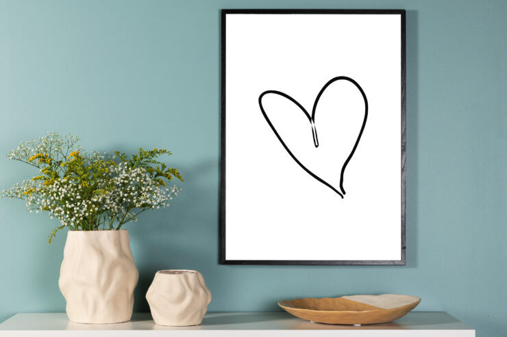 Heart – Décoration murale – Noir, Blanc – 70 x 50 cm