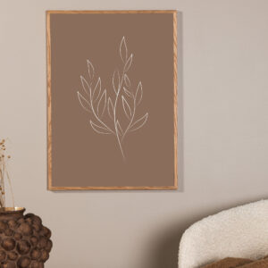 Drawed leaf – Décoration murale – Marron – 40 x 30 cm