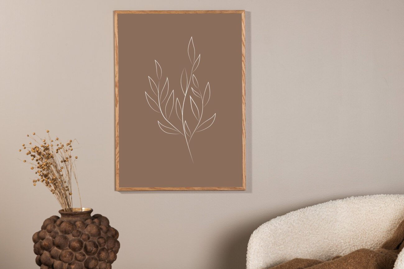 Drawed leaf – Décoration murale – Marron – 70 x 50 cm