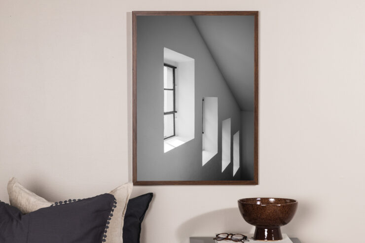 Window – Décoration murale – Noir, Blanc, Gris – 100 x 70 cm