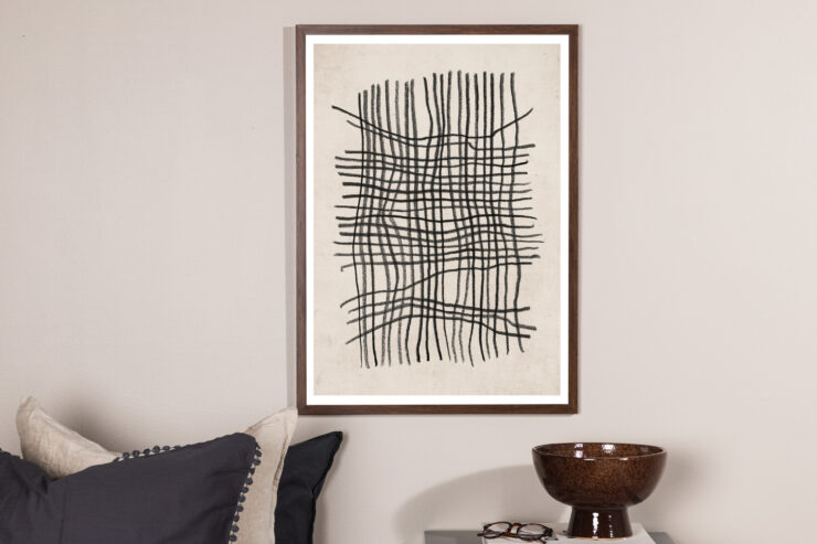 Linework – Décoration murale – Beige, Noir – 70 x 50 cm