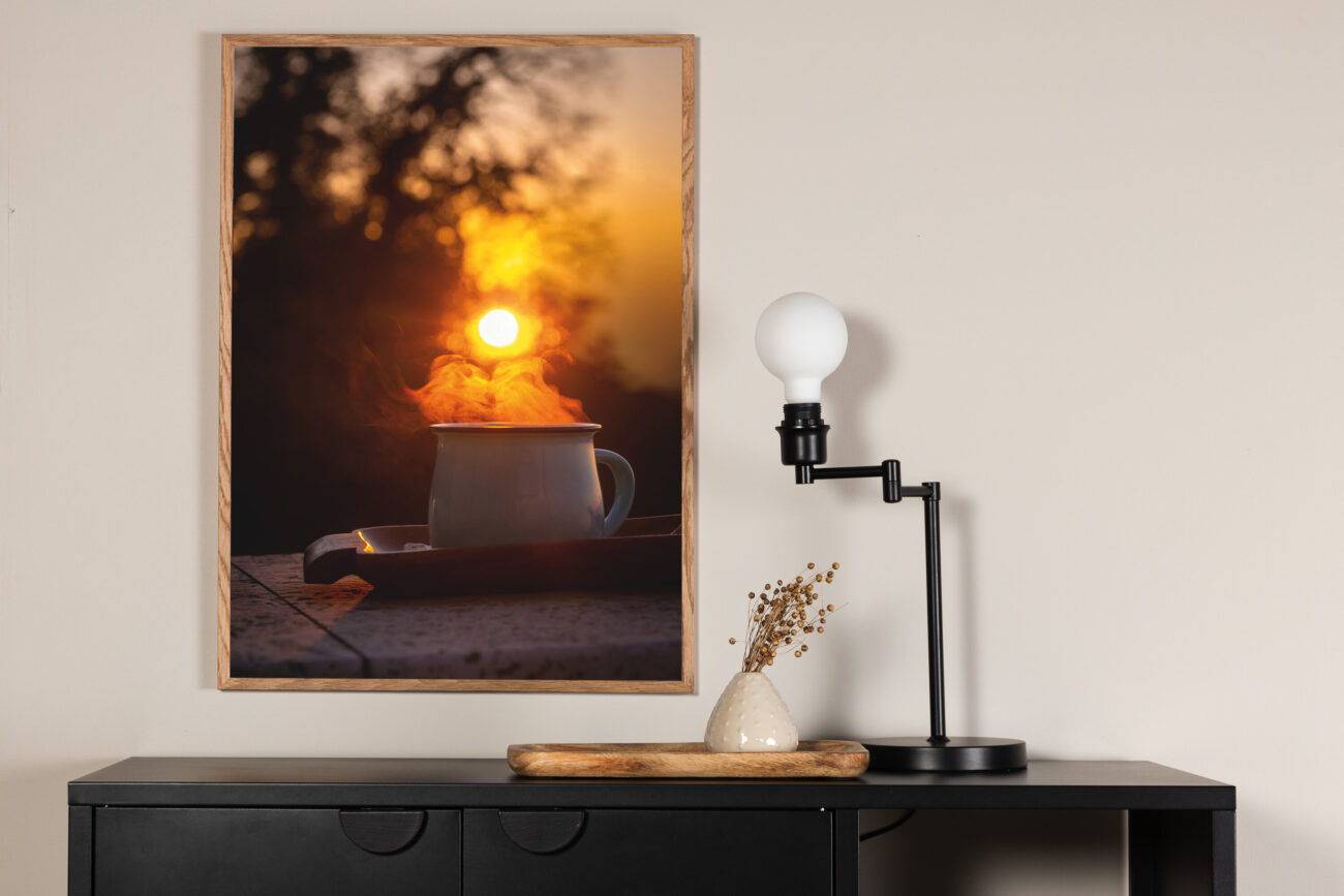 Morning coffee – Décoration murale – Noir, Orange, Jaune – 40 x 30 cm