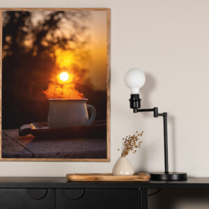 Morning coffee – Décoration murale – Noir, Orange, Jaune – 70 x 50 cm