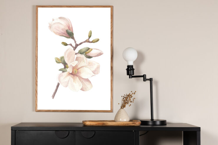 Hand made – Décoration murale – Rose, Blanc – 70 x 50 cm