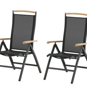 Panama – Chaise réglable – Noir, Naturel – 75 x 110 x 60 cm