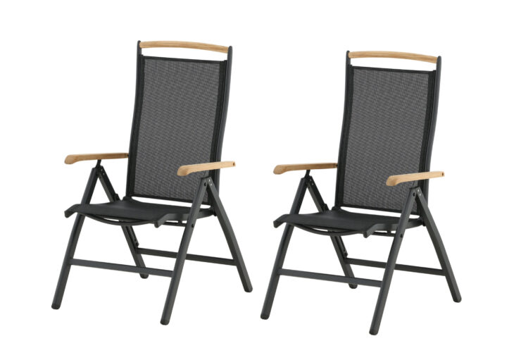 Panama – Chaise réglable – Noir, Naturel – 75 x 110 x 60 cm
