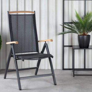 Panama – Chaise réglable – Noir, Naturel – 75 x 110 x 60 cm