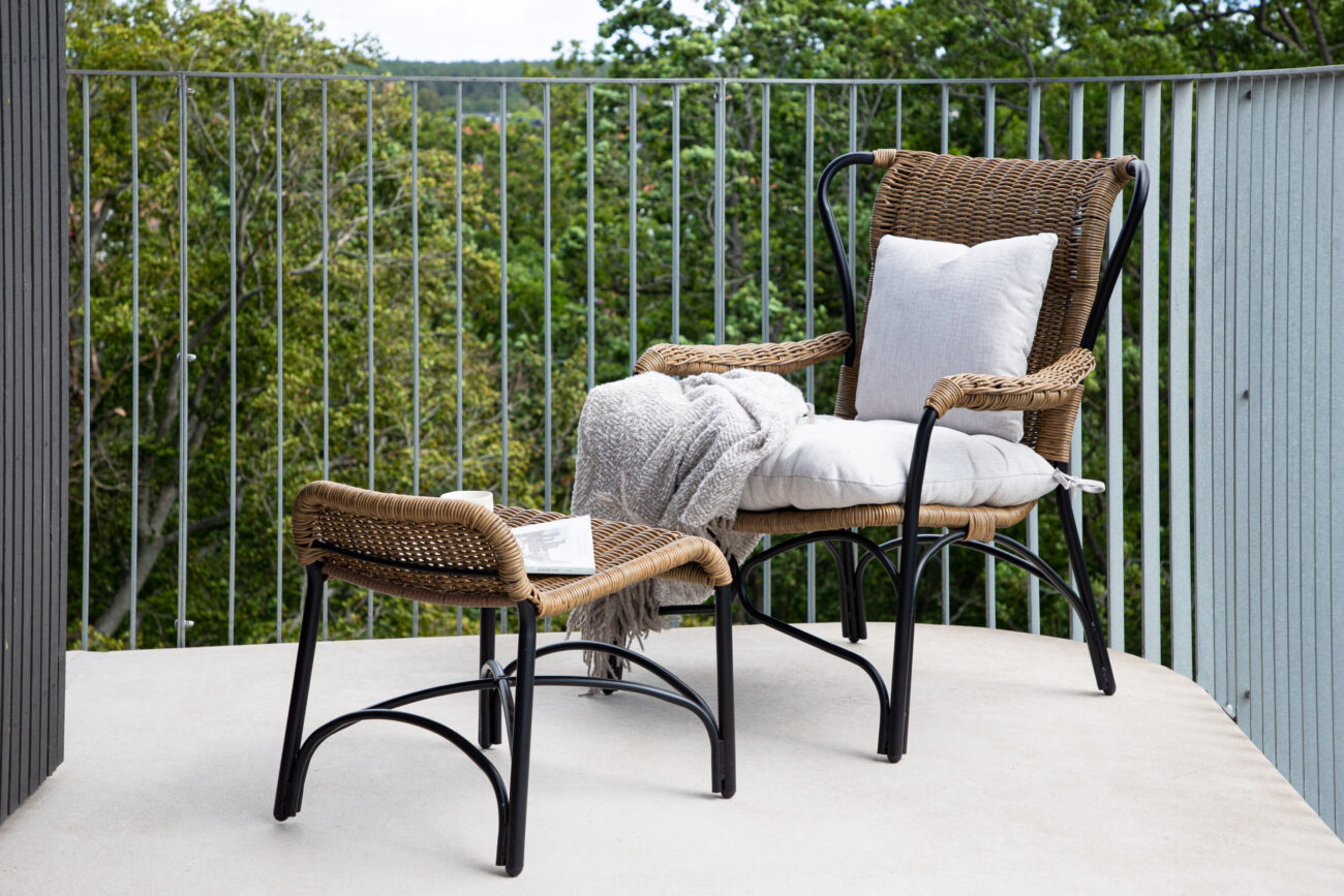 Loreto – Fauteuil lounge – Noir, Beige, Naturel – 88 x 99 x 120 cm