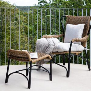 Loreto – Fauteuil lounge – Noir, Beige, Naturel – 88 x 99 x 120 cm