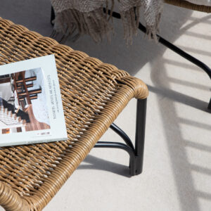 Loreto – Fauteuil lounge – Noir, Beige, Naturel – 88 x 99 x 120 cm