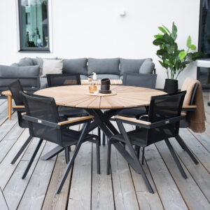 Mexico – Table à manger ronde – Noir, Naturel – ⌀140 cm