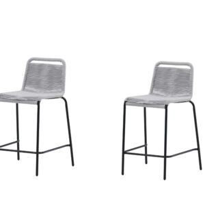 Lindos – Chaise de bar – Noir, Gris clair – 54 x 89 x 53 cm