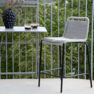 Lindos – Chaise de bar – Noir, Gris clair – 54 x 89 x 53 cm