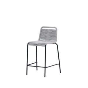 Lindos – Chaise de bar – Noir, Gris clair – 54 x 89 x 53 cm