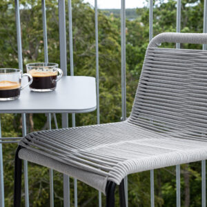 Lindos – Chaise de bar – Noir, Gris clair – 54 x 89 x 53 cm