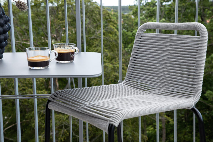 Lindos – Chaise de bar – Noir, Gris clair – 54 x 89 x 53 cm