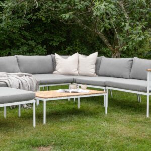 Nettan – Salon d&rsquo;angle – Blanc, Naturel