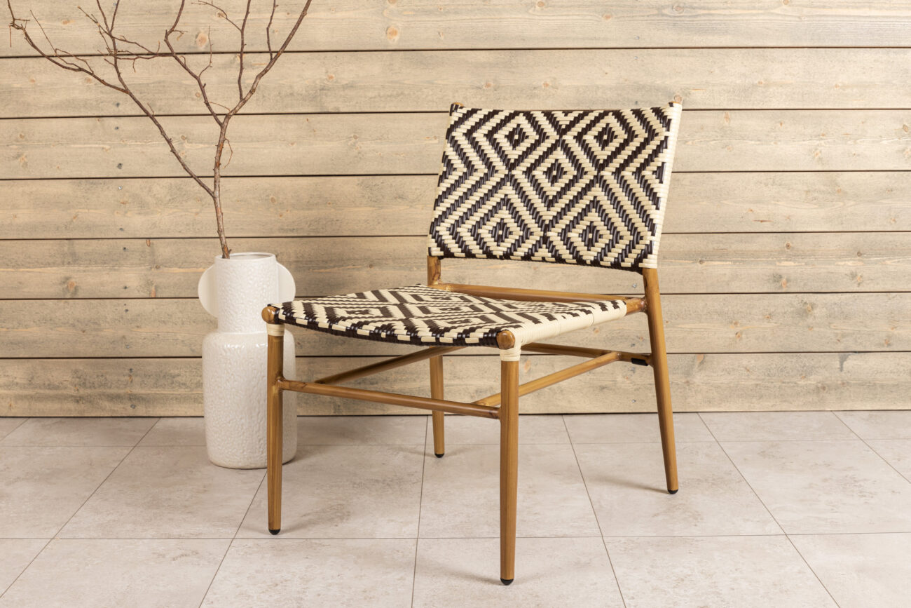 Calapan – Fauteuil lounge – Beige, Noir, Marron – 69 x 77 x 56 cm