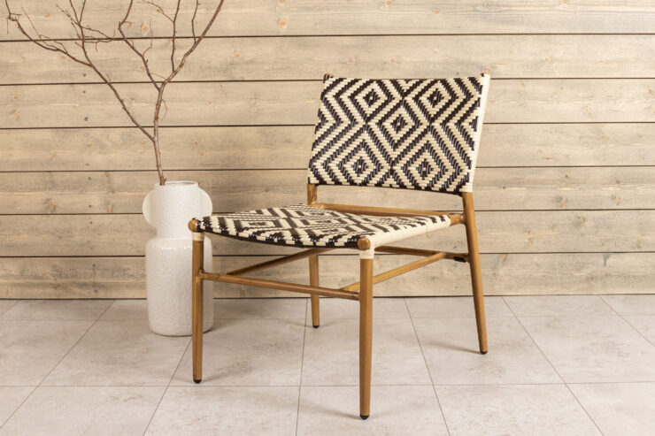 Calapan – Fauteuil lounge – Beige, Noir, Marron – 69 x 77 x 56 cm