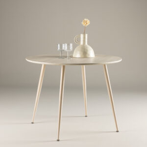 Plaza – Table à manger ronde – Blanchi – ⌀100 cm