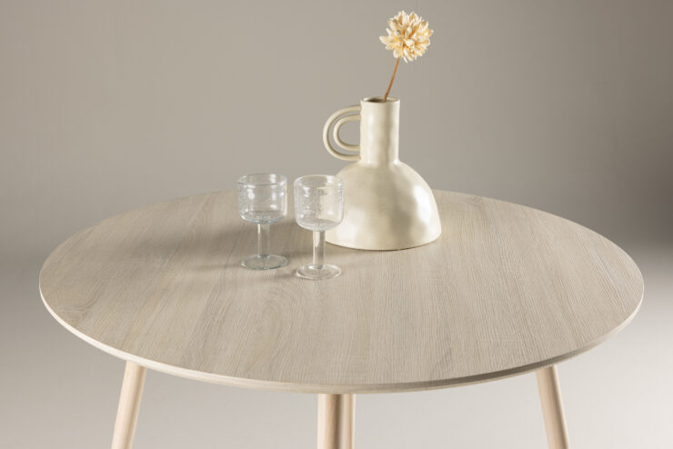 Plaza – Table à manger ronde – Blanchi – ⌀100 cm