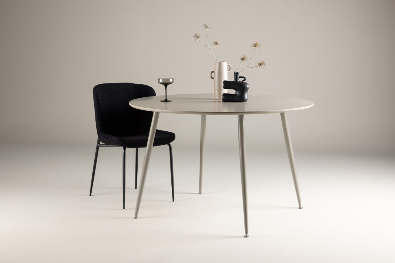 Plaza – Table à manger ronde – Beige – ⌀120 cm
