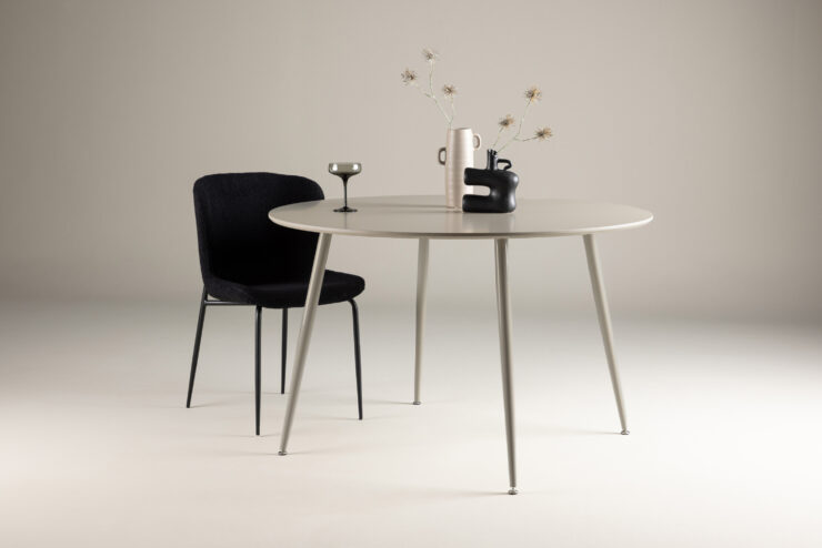 Plaza – Table à manger ronde – Beige – ⌀120 cm