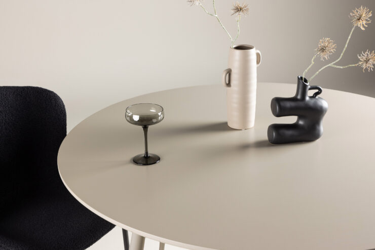 Plaza – Table à manger ronde – Beige – ⌀120 cm