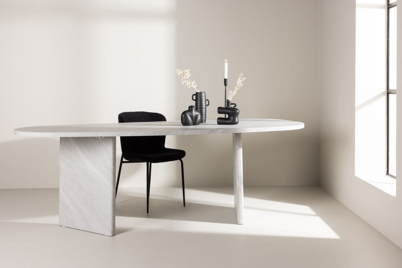 Grönvik – Table à manger ovale – Blanc – 220 x 100 cm