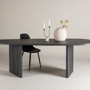 Grönvik – Table à manger ovale – Noir – 220 x 100 cm
