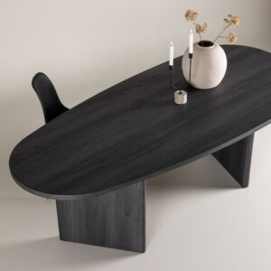 Grönvik – Table à manger ovale – Noir – 220 x 100 cm