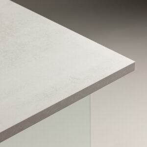 Ester – Table à manger rectangulaire – Gris clair, Transparent – 180 x 90 cm