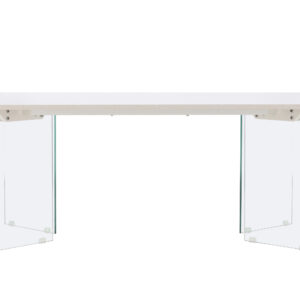 Ester – Table à manger rectangulaire – Gris clair, Transparent – 180 x 90 cm