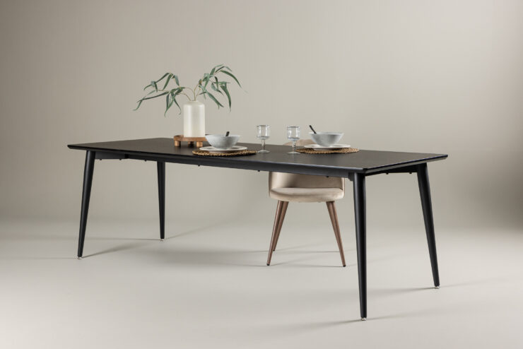 Ellis – Table à manger rectangulaire – Noir – 230 x 85 cm