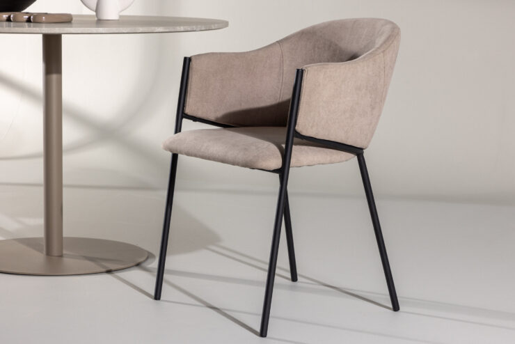 Evelina – Chaise de salle à manger – Beige, Noir – 62 x 80 x 54 cm