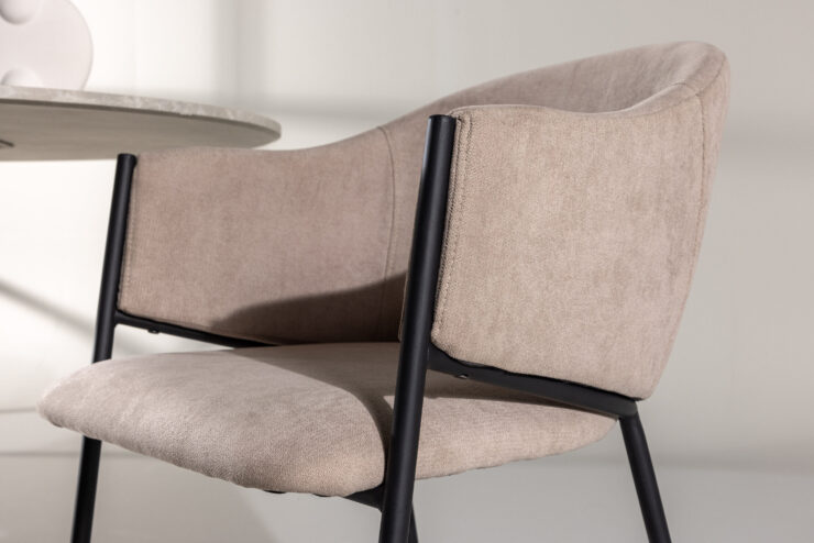 Evelina – Chaise de salle à manger – Beige, Noir – 62 x 80 x 54 cm