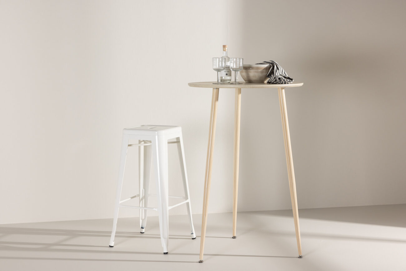 Plaza – Table de bar – Blanchi – ⌀70 cm