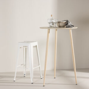 Plaza – Table de bar – Blanchi – ⌀70 cm