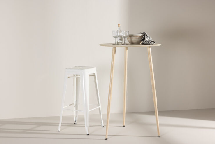 Plaza – Table de bar – Blanchi – ⌀70 cm