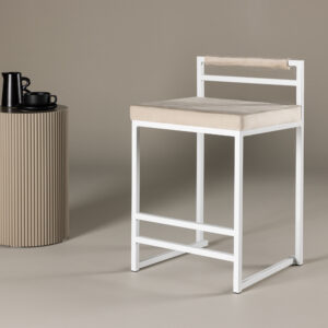 Opelika – Chaise de bar – Beige, Blanc – 41 x 80 x 45 cm