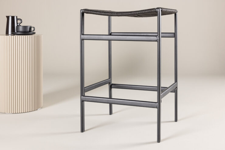 Polly – Chaise de bar – Noir – 40 x 66 x 45 cm