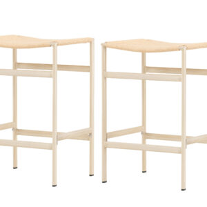 Polly – Chaise de bar – Beige, Blanchi – 40 x 66 x 45 cm